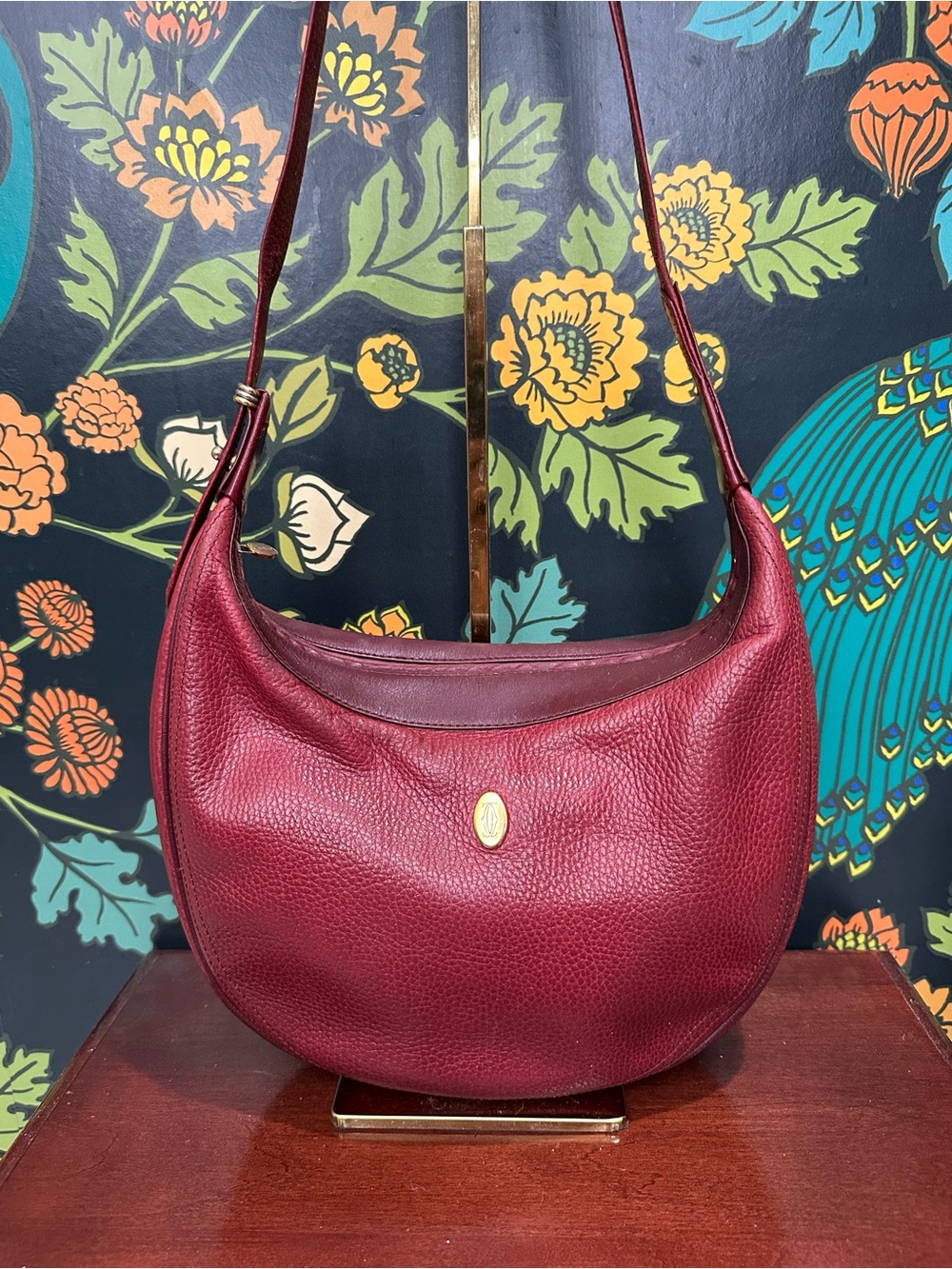 Vintage Cartier Must Burgundy Leather Hobo Bag - Picture 3 of 14